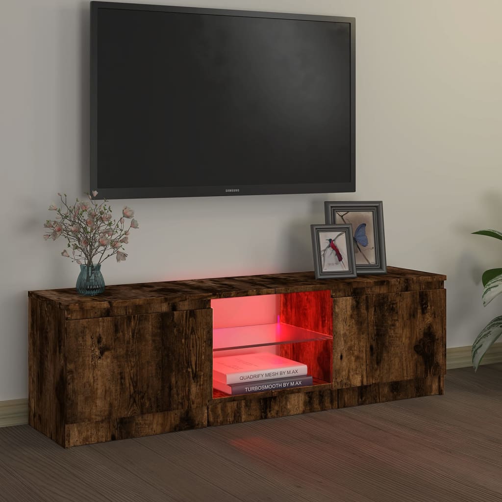 TV-Schrank mit LED-Leuchten Räuchereiche 120x30x35,5 cm