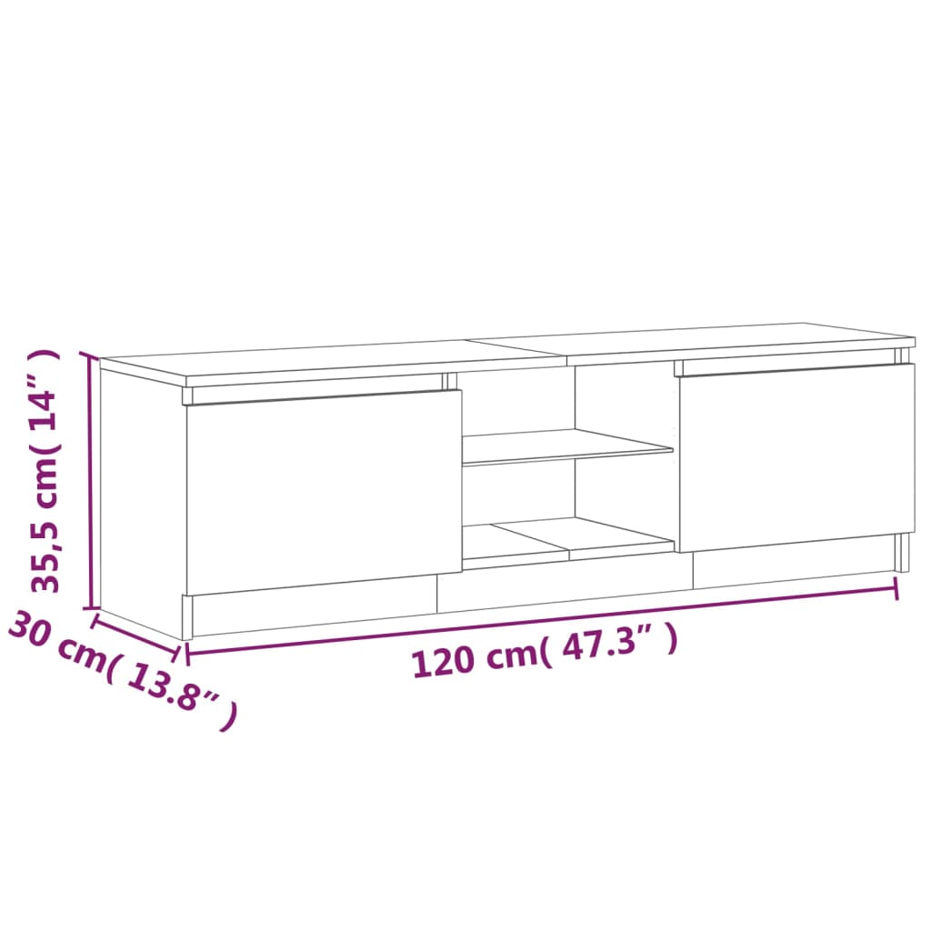 TV-Schrank mit LED-Leuchten Braun Eichen-Optik 120x30x35,5 cm