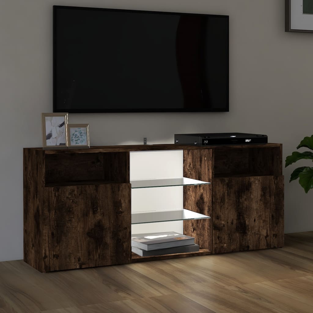 TV-Schrank mit LED-Leuchten Räuchereiche 120x30x50 cm