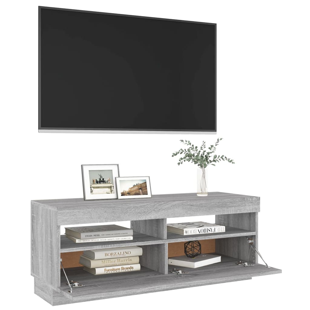 TV-Schrank mit LED-Leuchten Grau Sonoma 100x35x40 cm