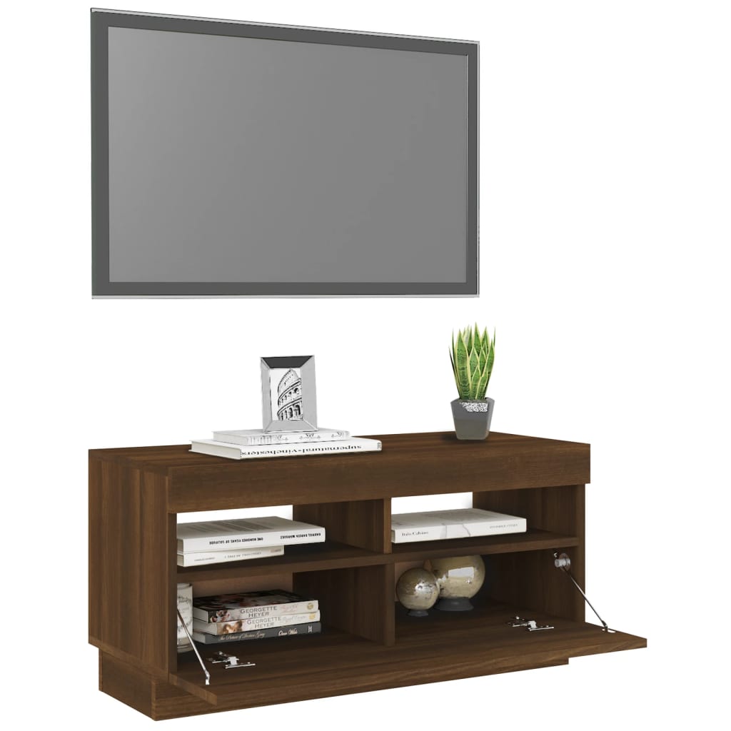 TV-Schrank mit LED-Leuchten Braun Eichen-Optik 80x35x40 cm