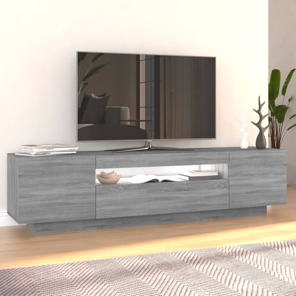 TV-Schrank mit LED-Leuchten Grau Sonoma 160x35x40 cm