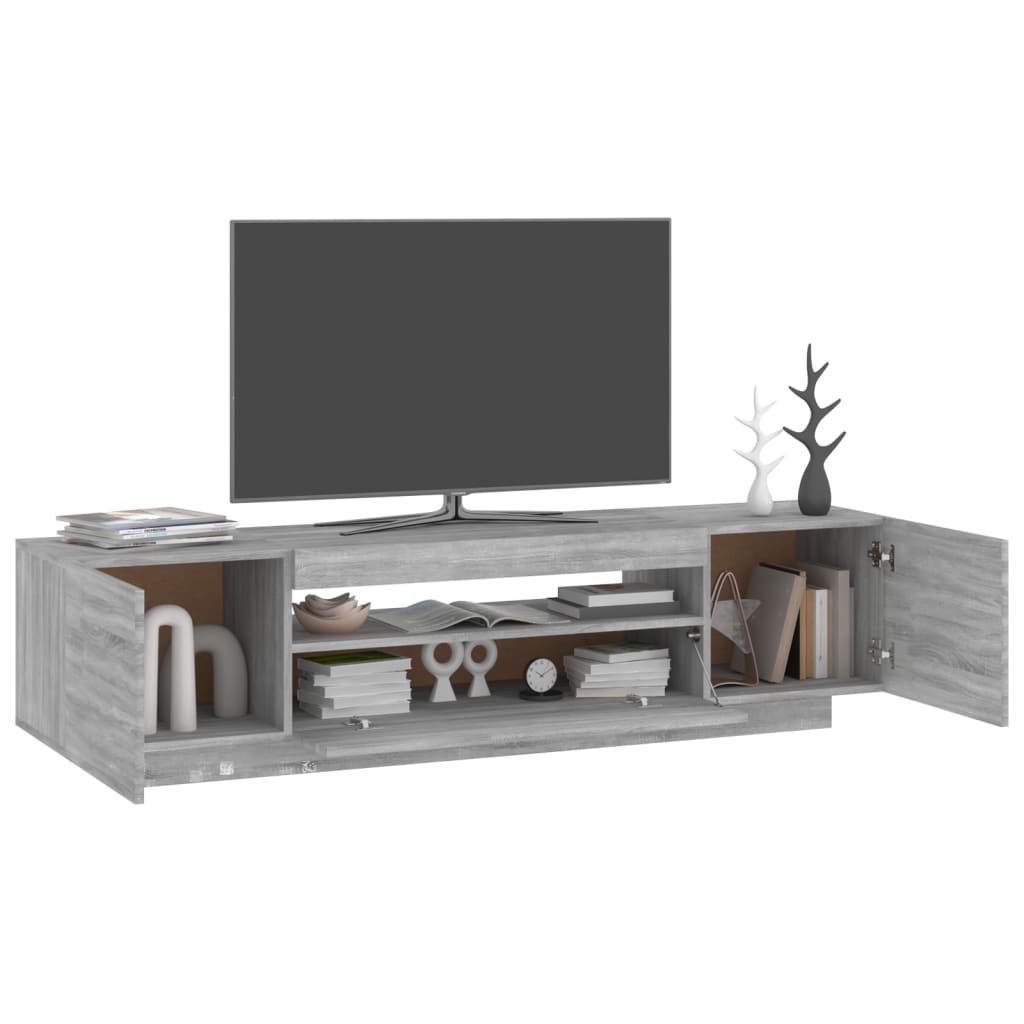 TV-Schrank mit LED-Leuchten Grau Sonoma 160x35x40 cm