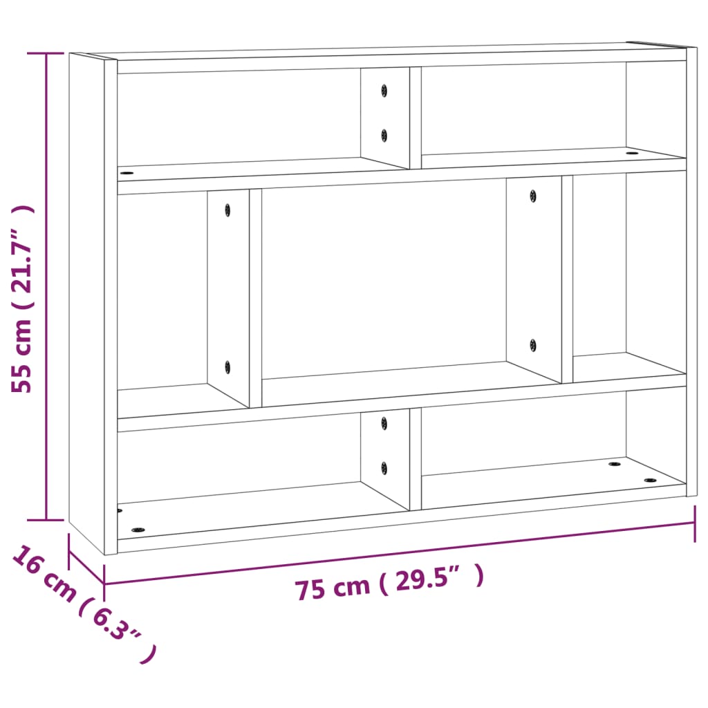 Wandregal Grau Sonoma 75x16x55 cm Holzwerkstoff