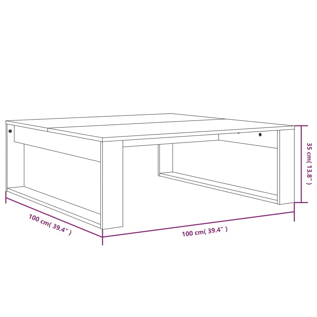 Couchtisch Braun Eichen-Optik 100x100x35 cm Holzwerkstoff