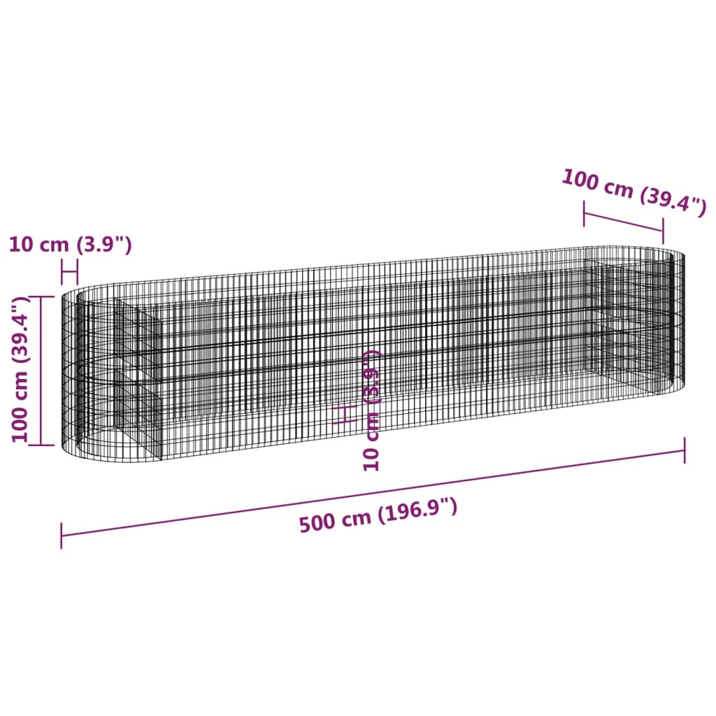 Gabionen-Hochbeet Verzinktes Eisen 500x100x100 cm