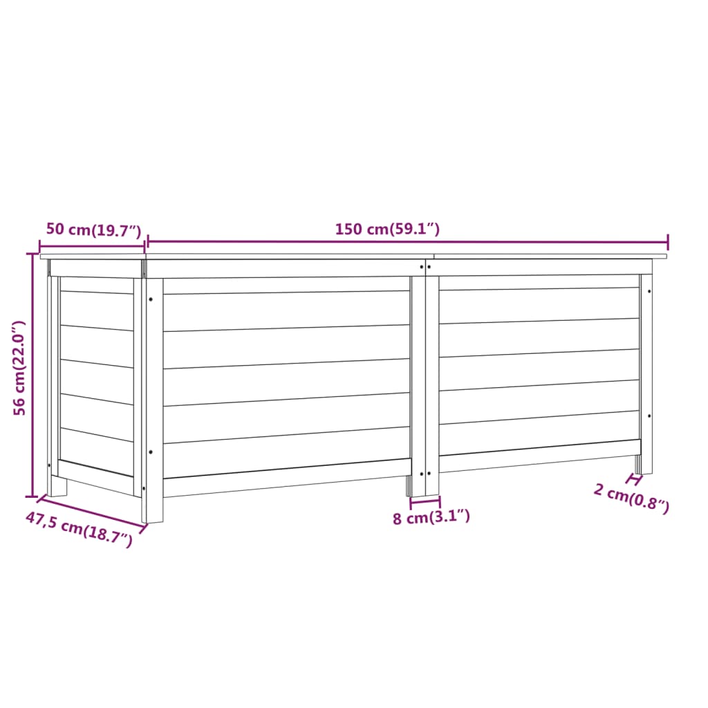 Outdoor-Kissenbox Braun 150x50x56 cm Massivholz Tanne