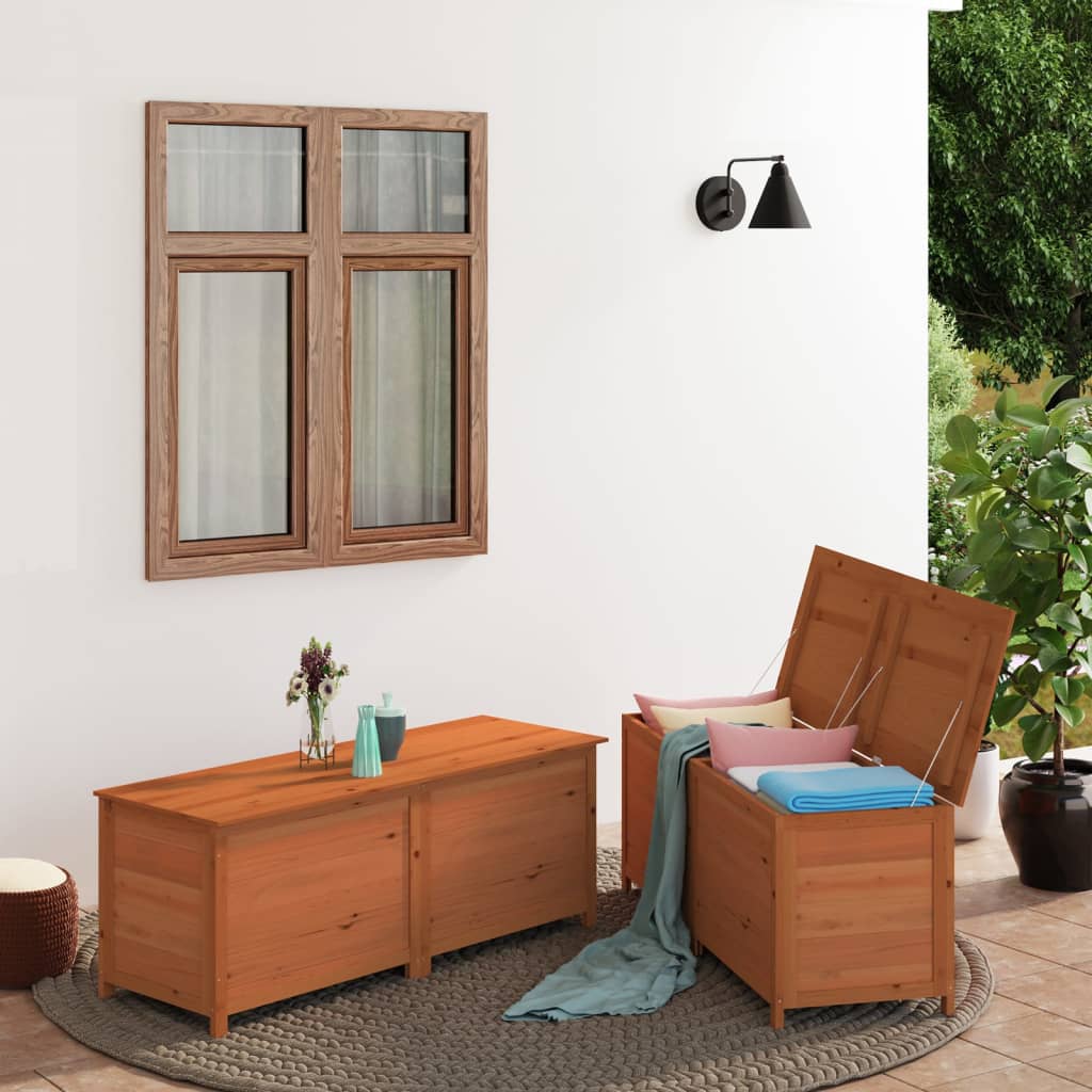 Outdoor-Kissenbox Braun 150x50x56 cm Massivholz Tanne