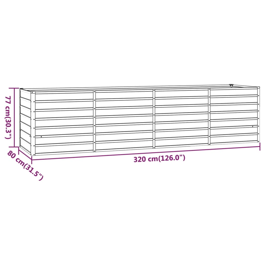 Hochbeet Rostig 320x80x77 cm Cortenstahl