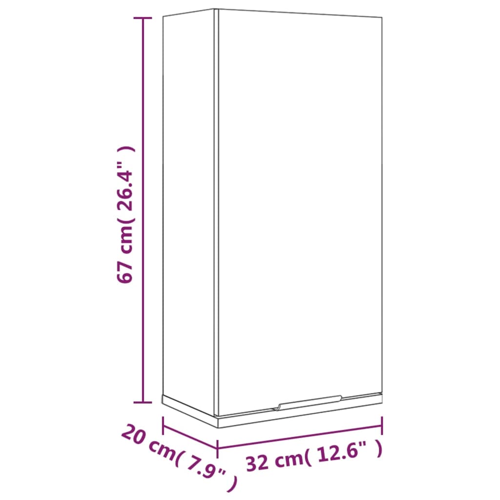 Wand-Badschrank Hochglanz-Weiß 32x20x67 cm