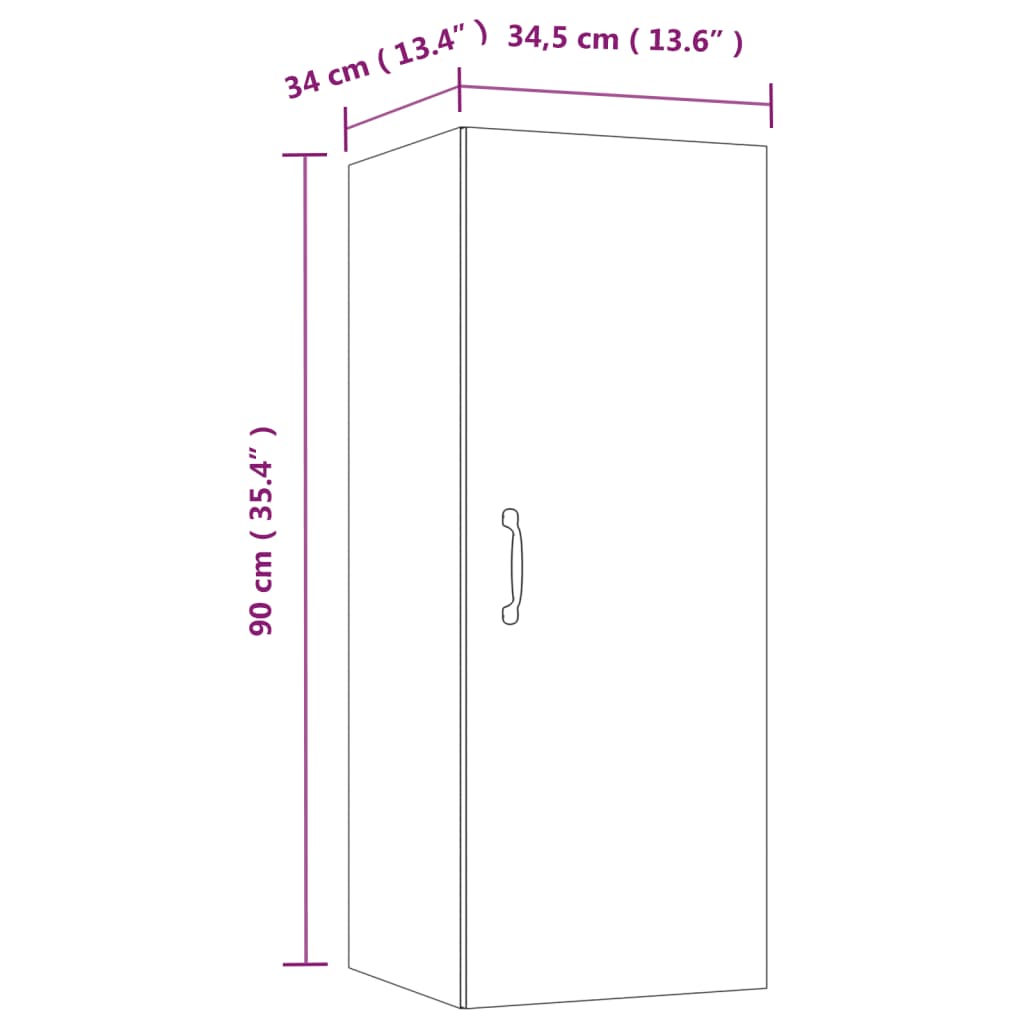 Wandschrank Schwarz 34,5x34x90 cm Holzwerkstoff