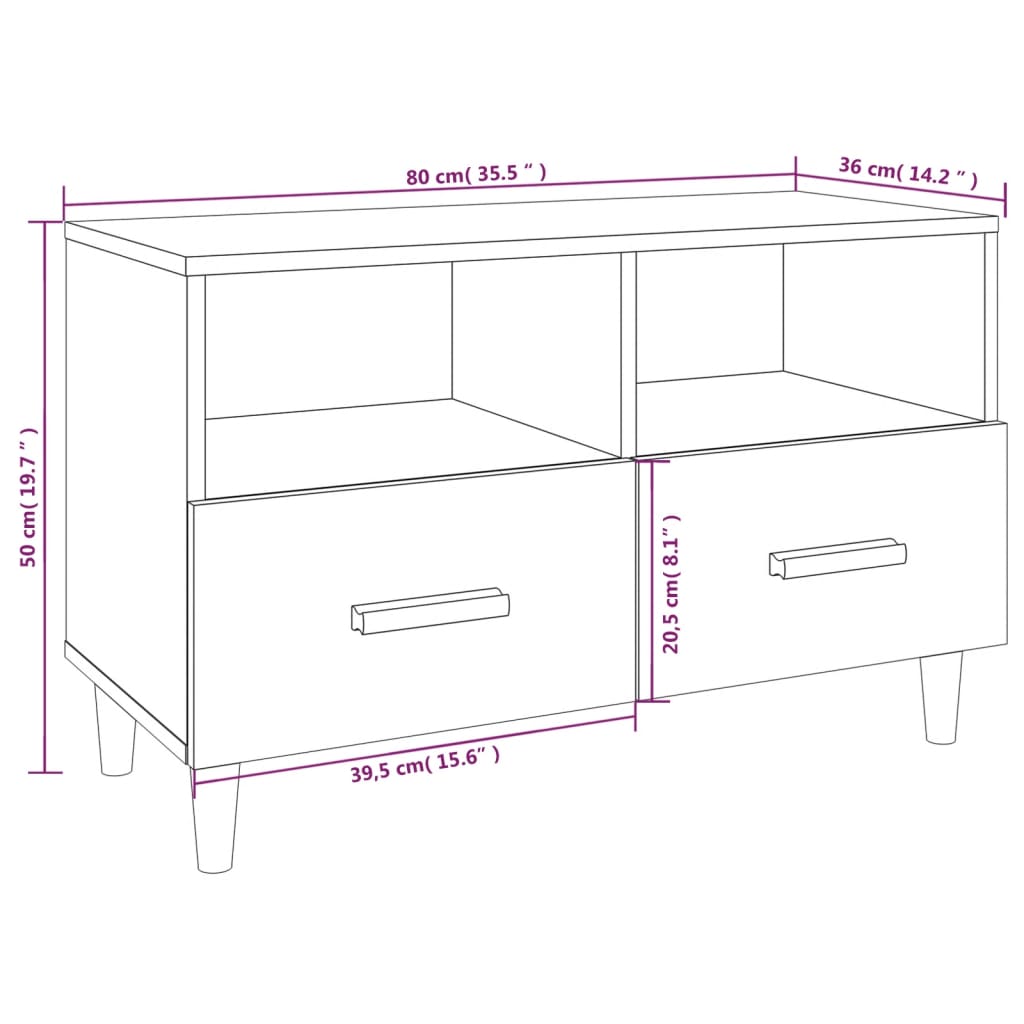 TV-Schrank Schwarz 80x36x50 cm Holzwerkstoff