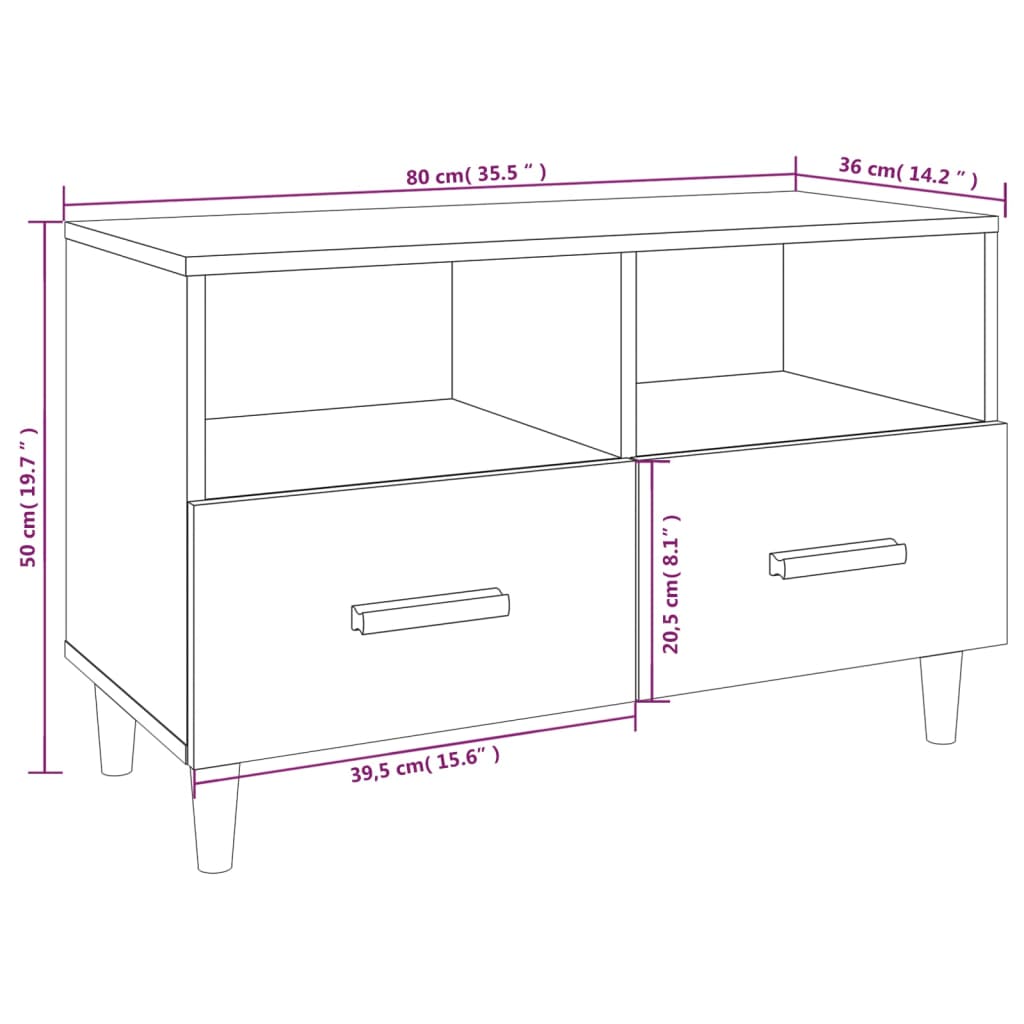 TV-Schrank Hochglanz-Weiß 80x36x50 cm Holzwerkstoff