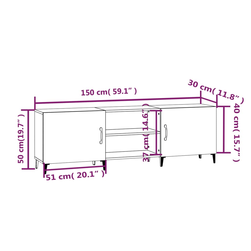 TV-Schrank Hochglanz-Weiß 150x30x50 cm Holzwerkstoff