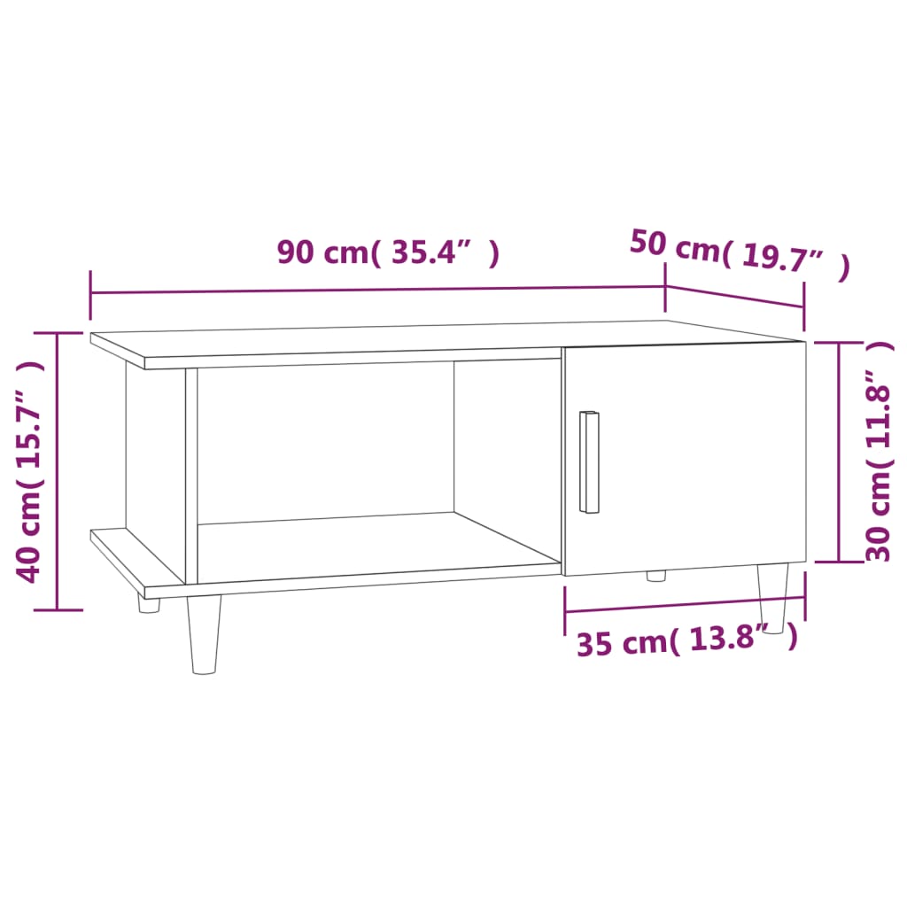 Couchtisch Hochglanz-Weiß 90x50x40 cm Holzwerkstoff