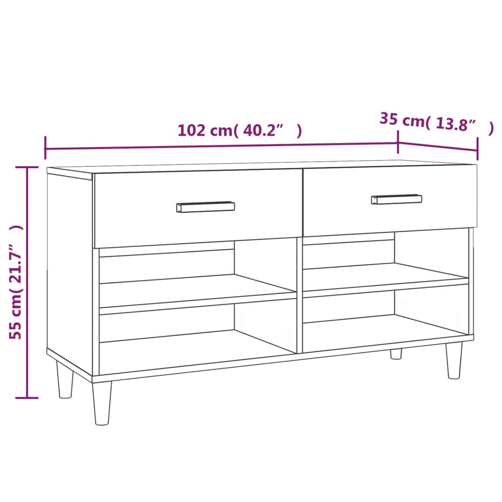 Schuhschrank Schwarz 102x35x55 cm Holzwerkstoff