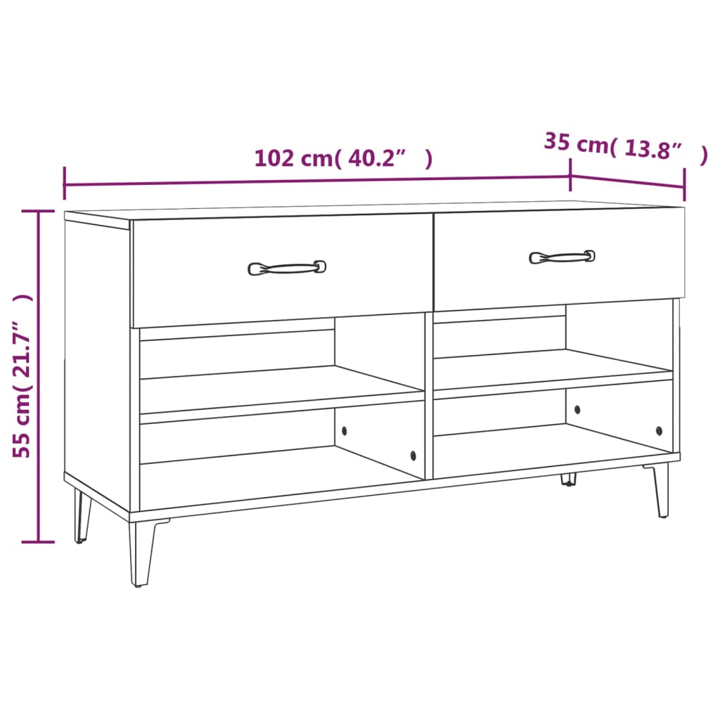 Schuhschrank Schwarz 102x35x55 cm Holzwerkstoff