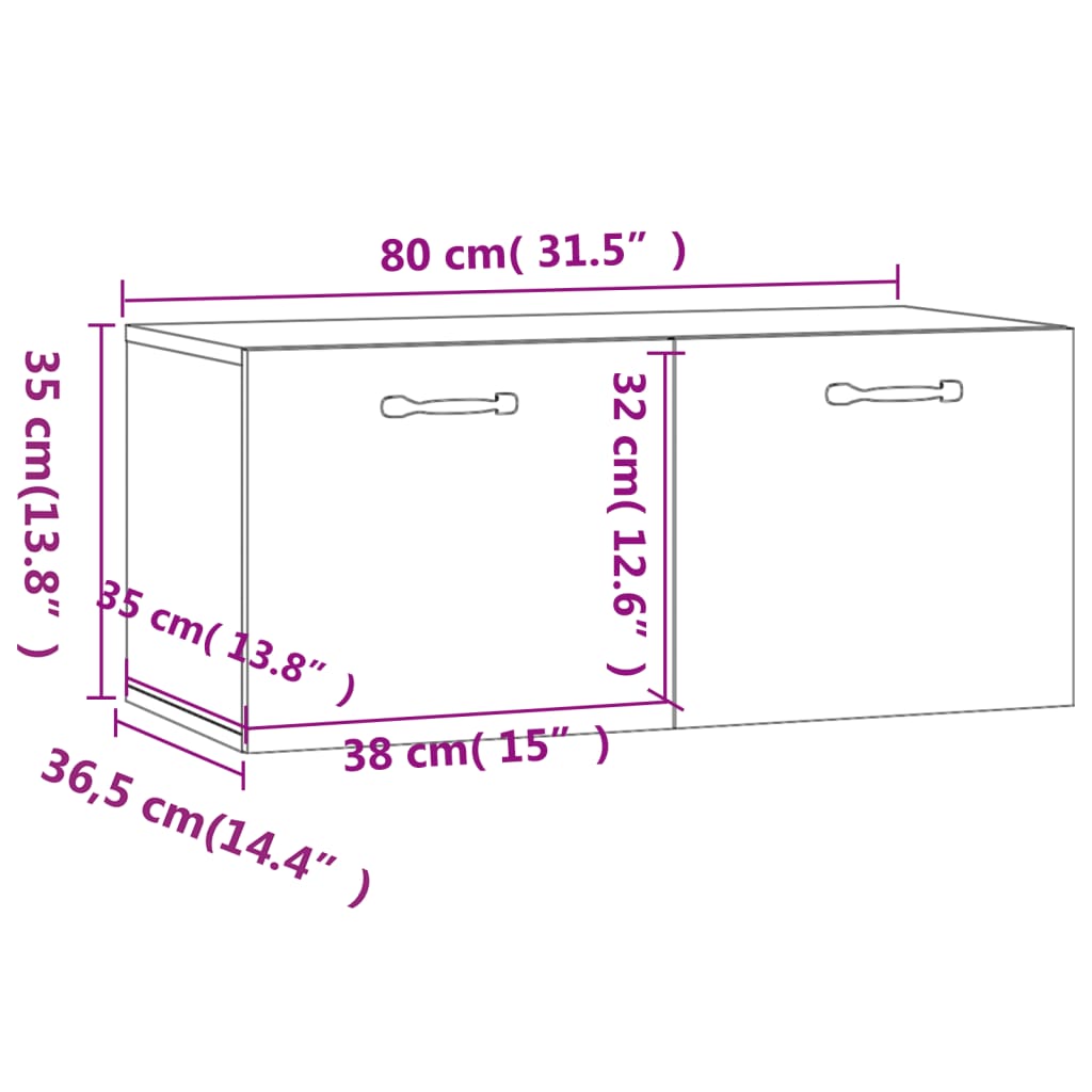 Wandschrank Betongrau 80x36,5x35 cm Holzwerkstoff