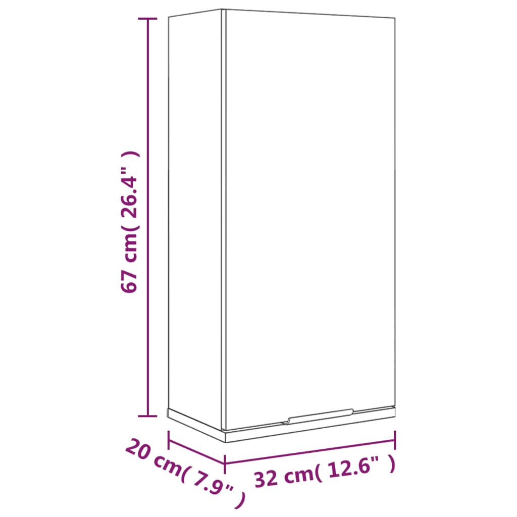 Wand-Badschrank Räuchereiche 32x20x67 cm