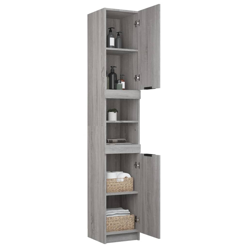 Badschrank Grau Sonoma 32x34x188,5 cm Holzwerkstoff