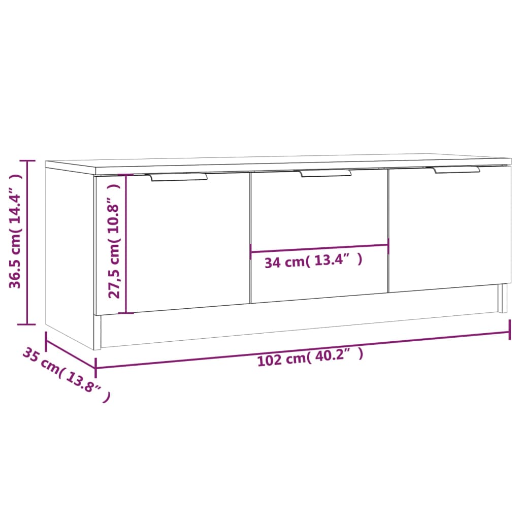 TV-Schrank Grau Sonoma 102x35x36,5 cm Holzwerkstoff