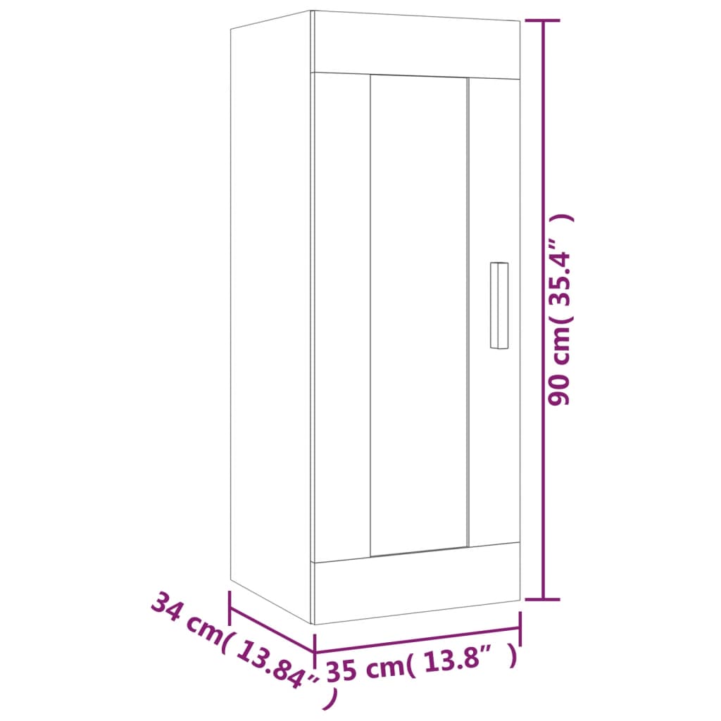 Wandschrank Grau Sonoma 35x34x90 cm Holzwerkstoff