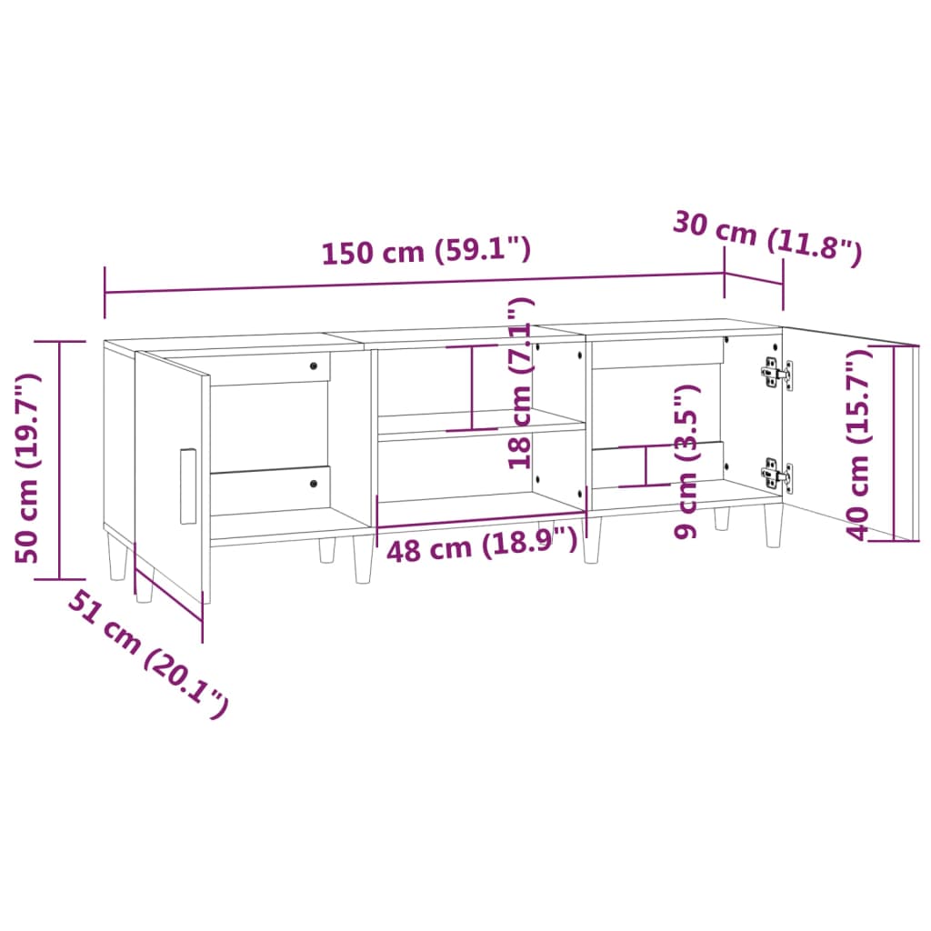 TV-Schrank Räuchereiche 150x30x50 cm Holzwerkstoff