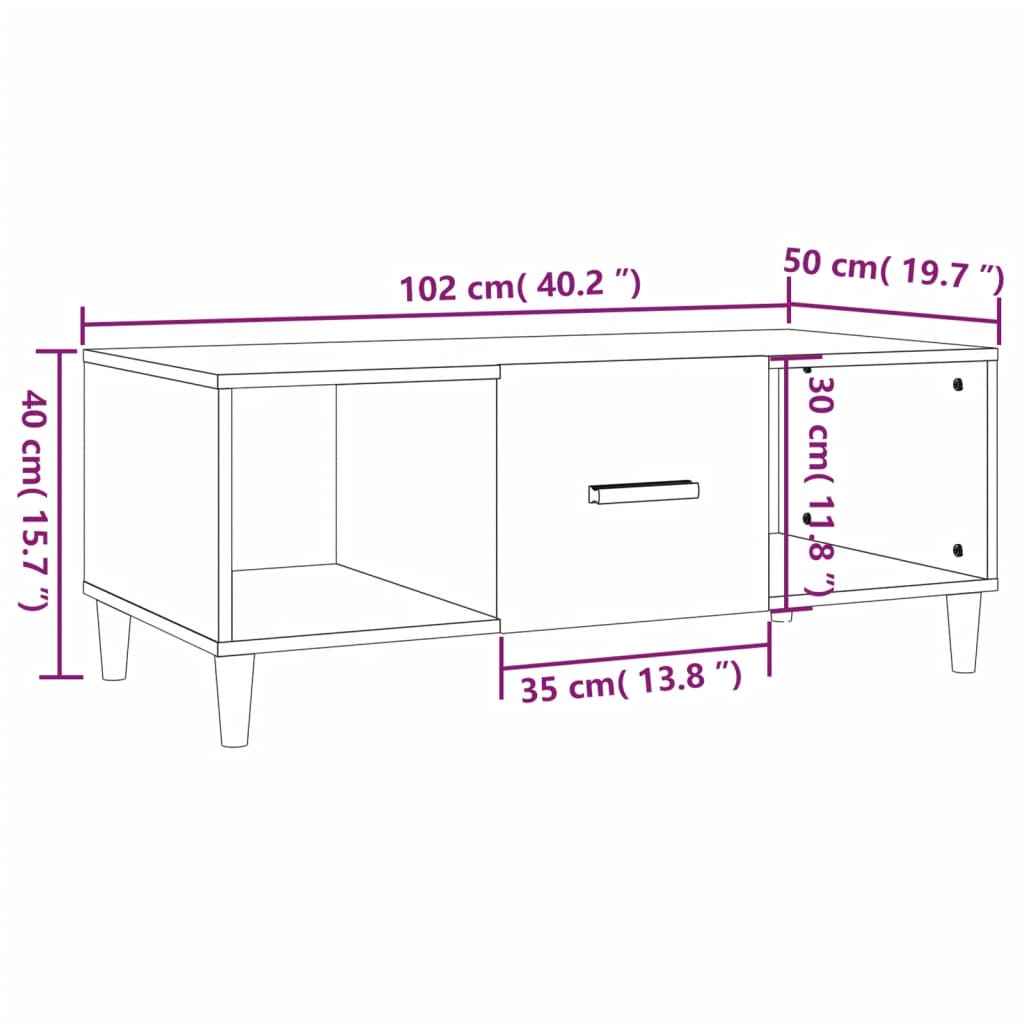 Couchtisch Räuchereiche 102x50x40 cm Holzwerkstoff