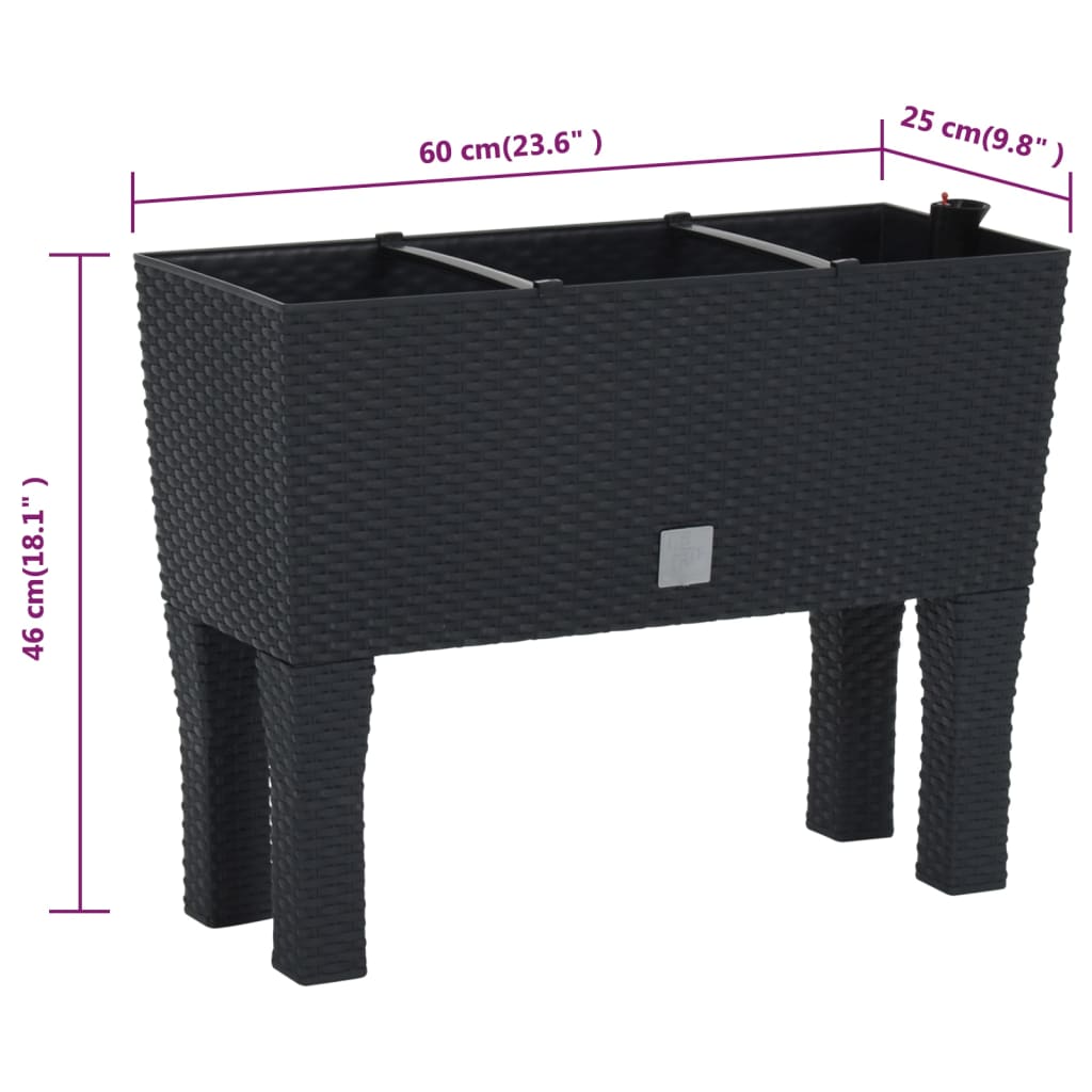 Hochbeet Anthrazit 60x25x46 cm PP-Rattan