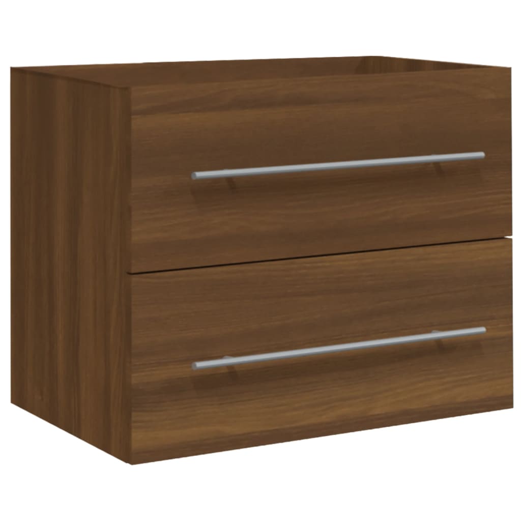 Waschbeckenschrank mit Einbaubecken Braun Eiche Holzwerkstoff