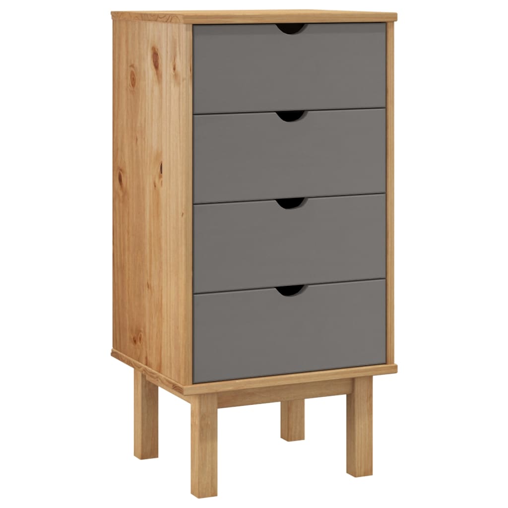 Schubladenschrank OTTA Braun & Grau 45x39x90 cm Massivholz