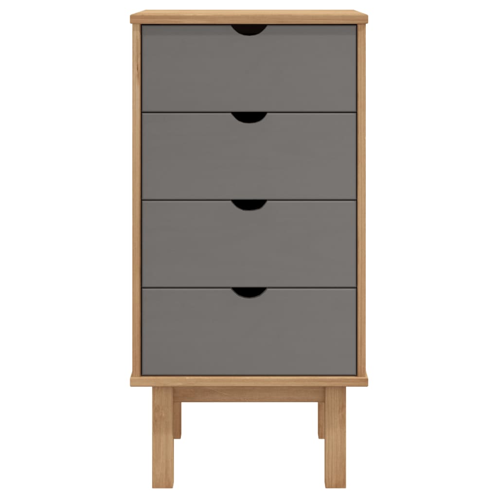 Schubladenschrank OTTA Braun & Grau 45x39x90 cm Massivholz