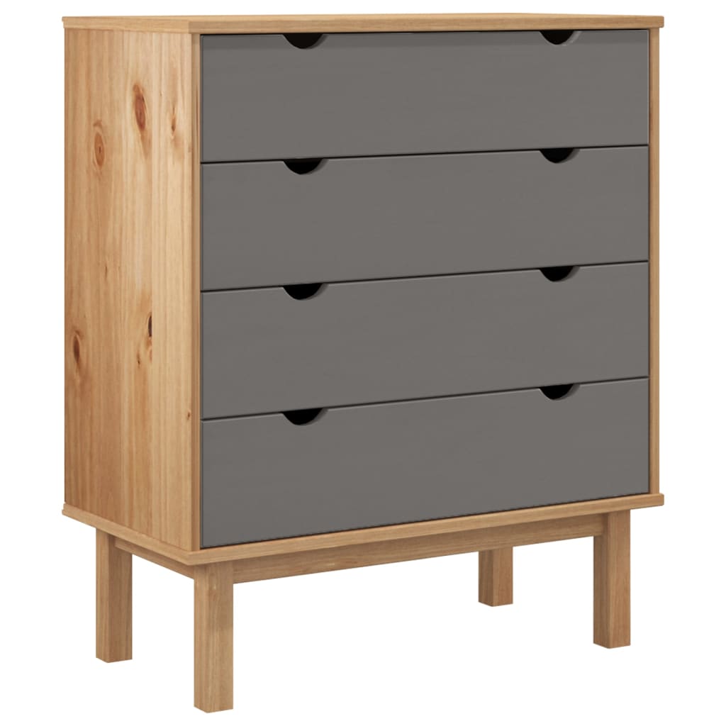 Schubladenschrank OTTA Braun&Grau 76,5x39,5x90 cm Massivholz