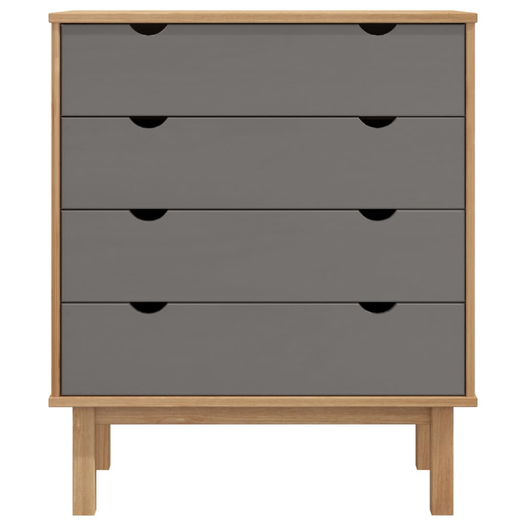 Schubladenschrank OTTA Braun&Grau 76,5x39,5x90 cm Massivholz