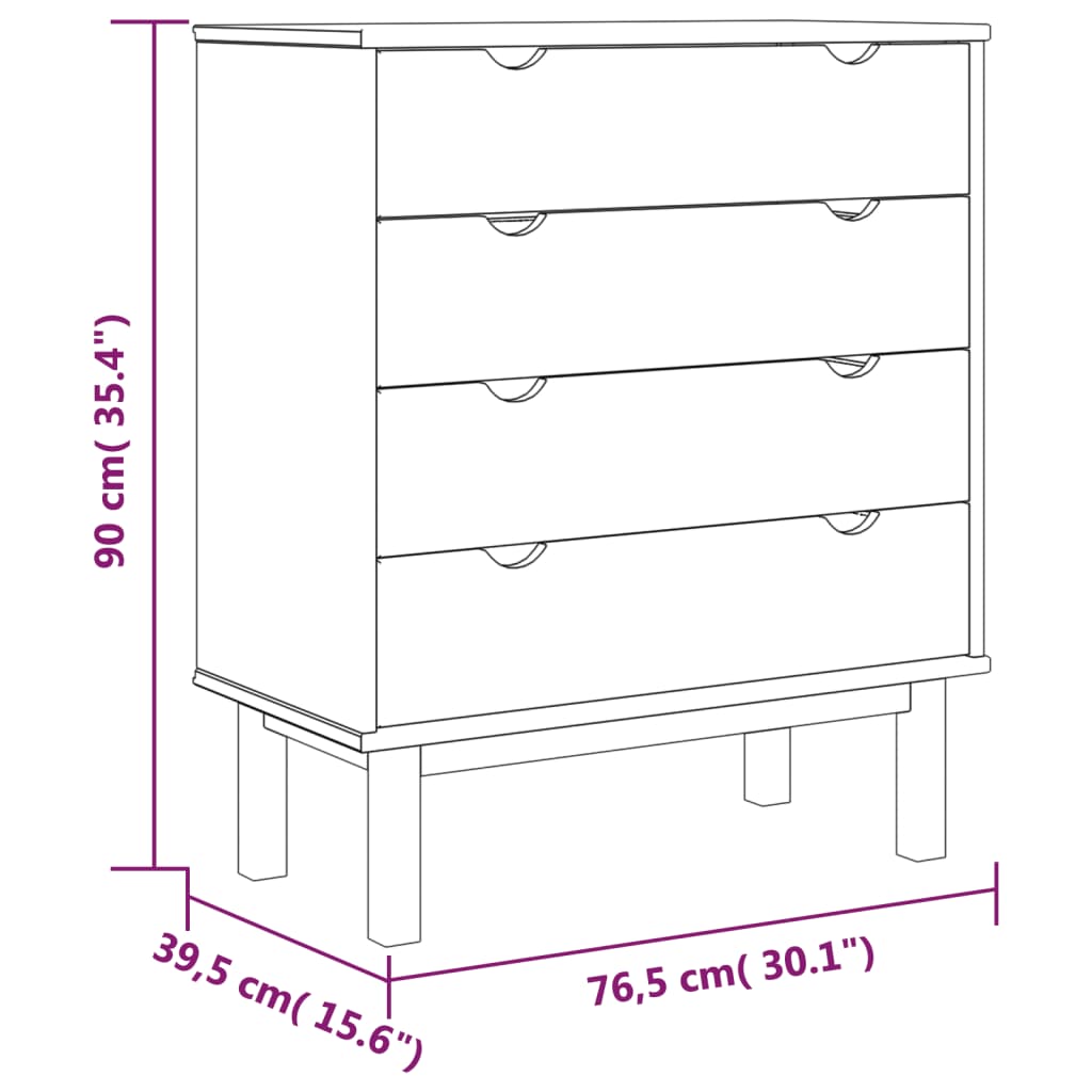 Schubladenschrank OTTA Braun&Grau 76,5x39,5x90 cm Massivholz