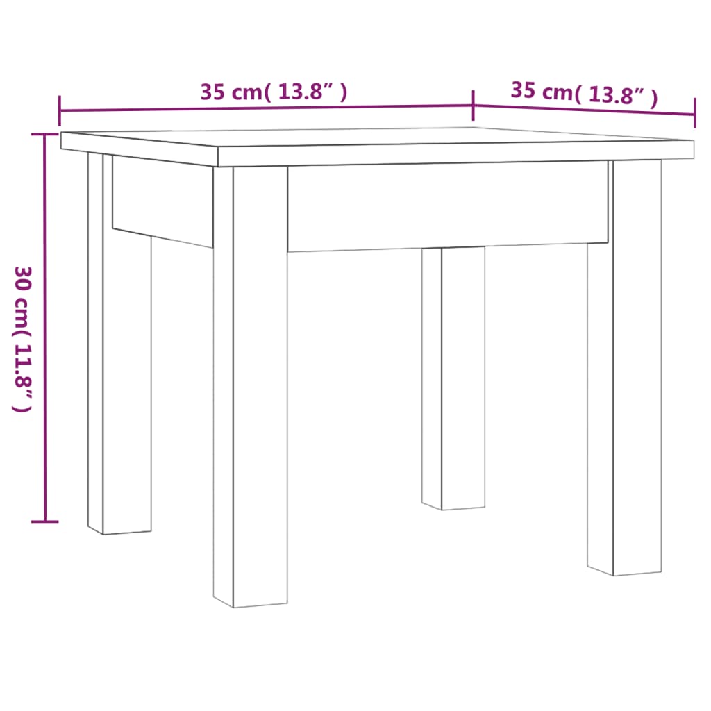 Couchtisch Grau 35x35x30 cm Massivholz Kiefer