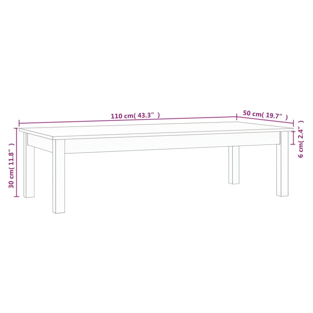 Couchtisch 110x50x30 cm Massivholz Kiefer