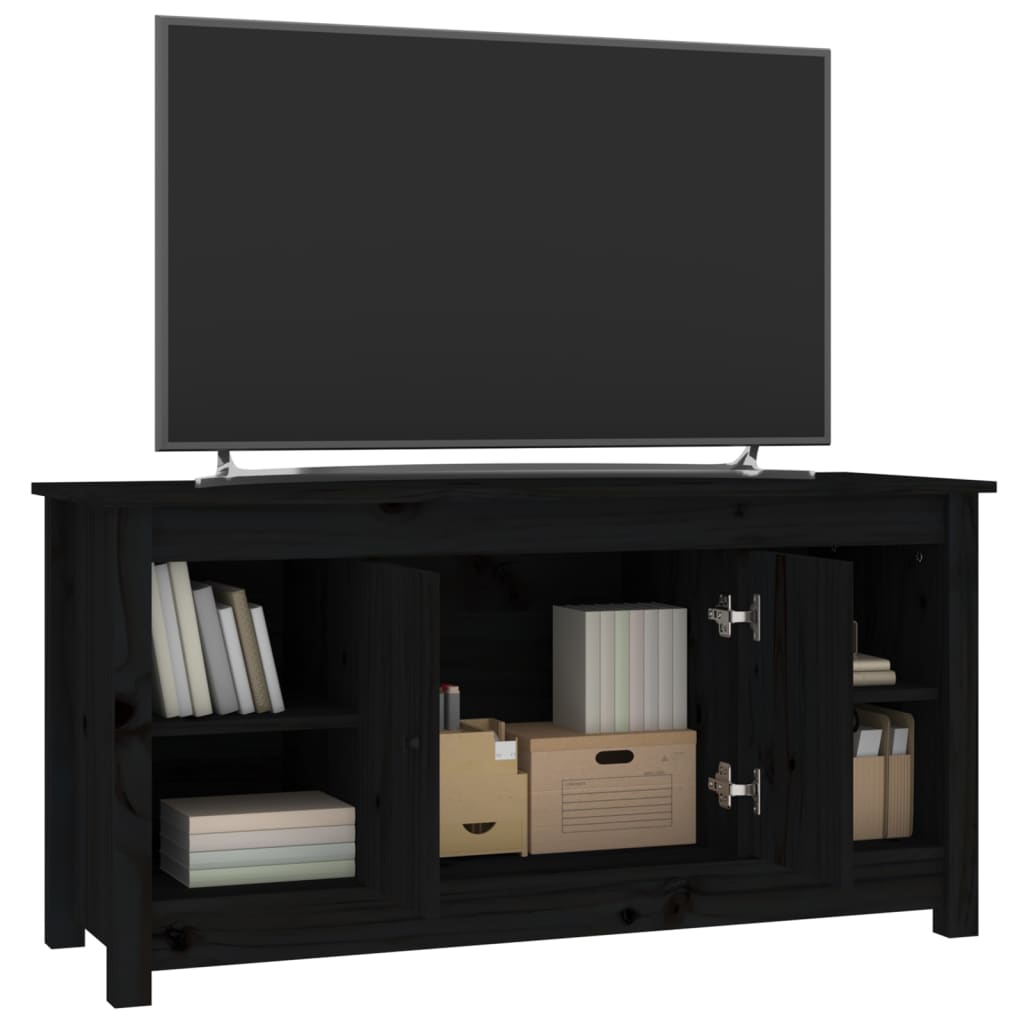 TV-Schrank Schwarz 103x36,5x52 cm Massivholz Kiefer