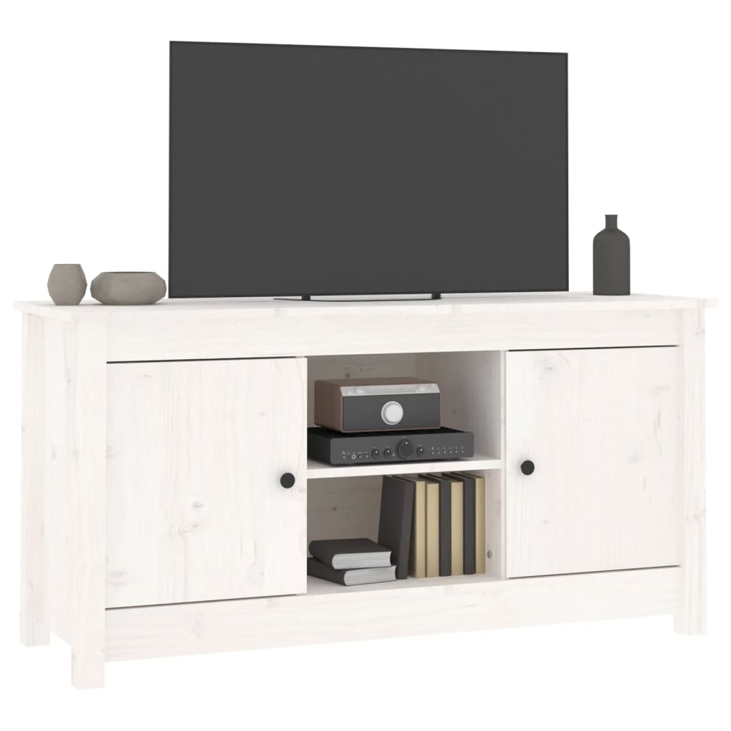 TV-Schrank Weiß 103x36,5x52 cm Massivholz Kiefer