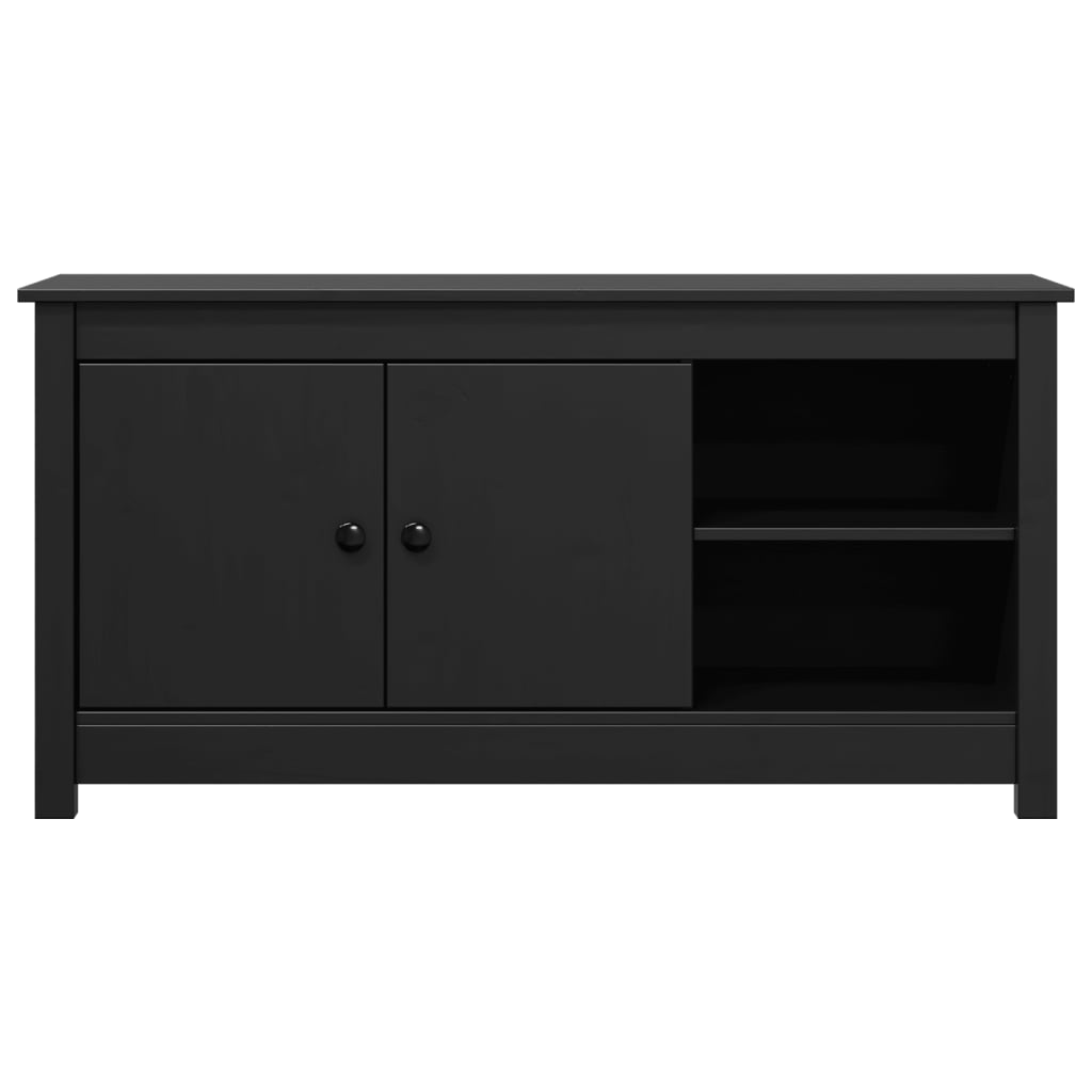 TV-Schrank Schwarz 103x36,5x52 cm Massivholz Kiefer