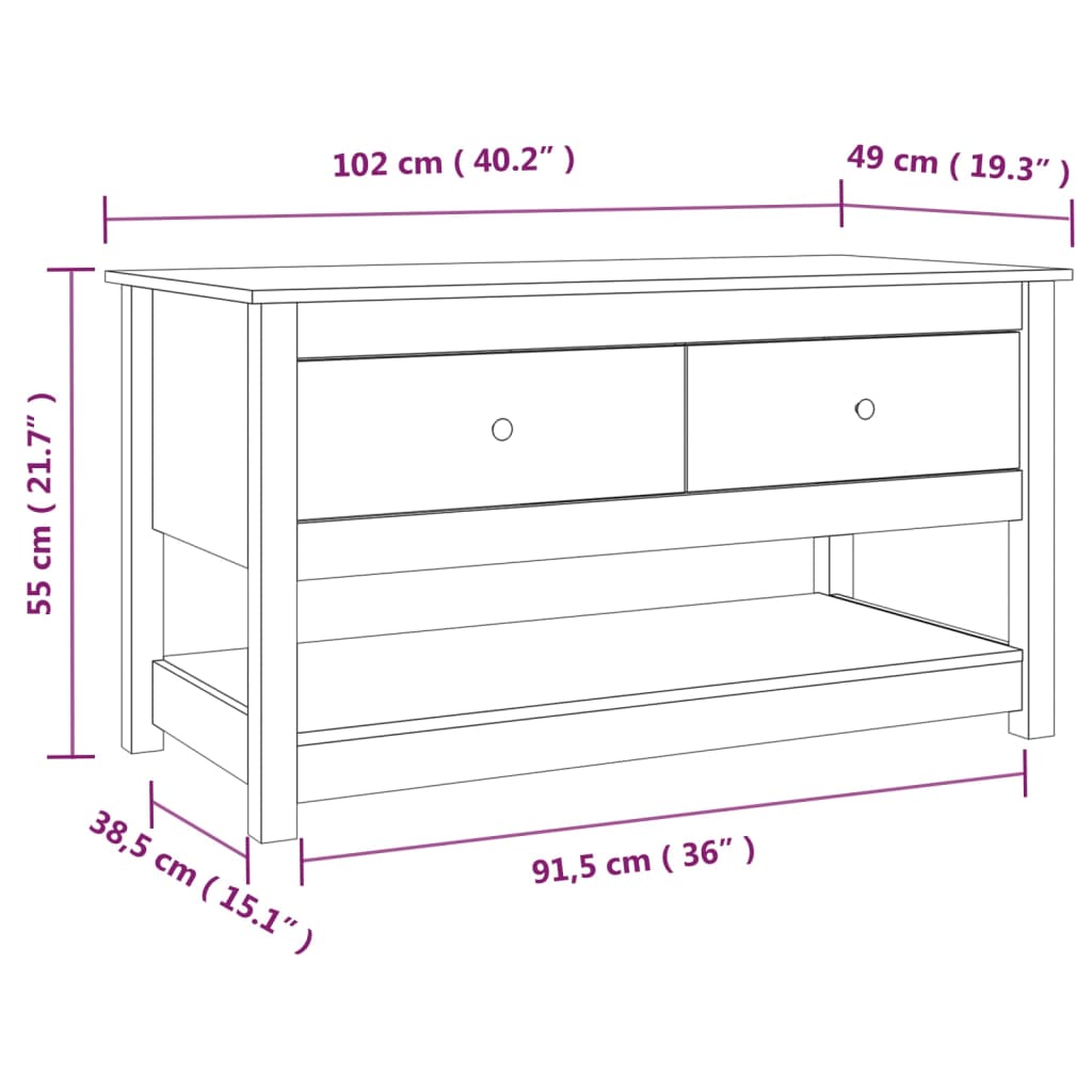 Couchtisch Honigbraun 102x49x55 cm Massivholz Kiefer