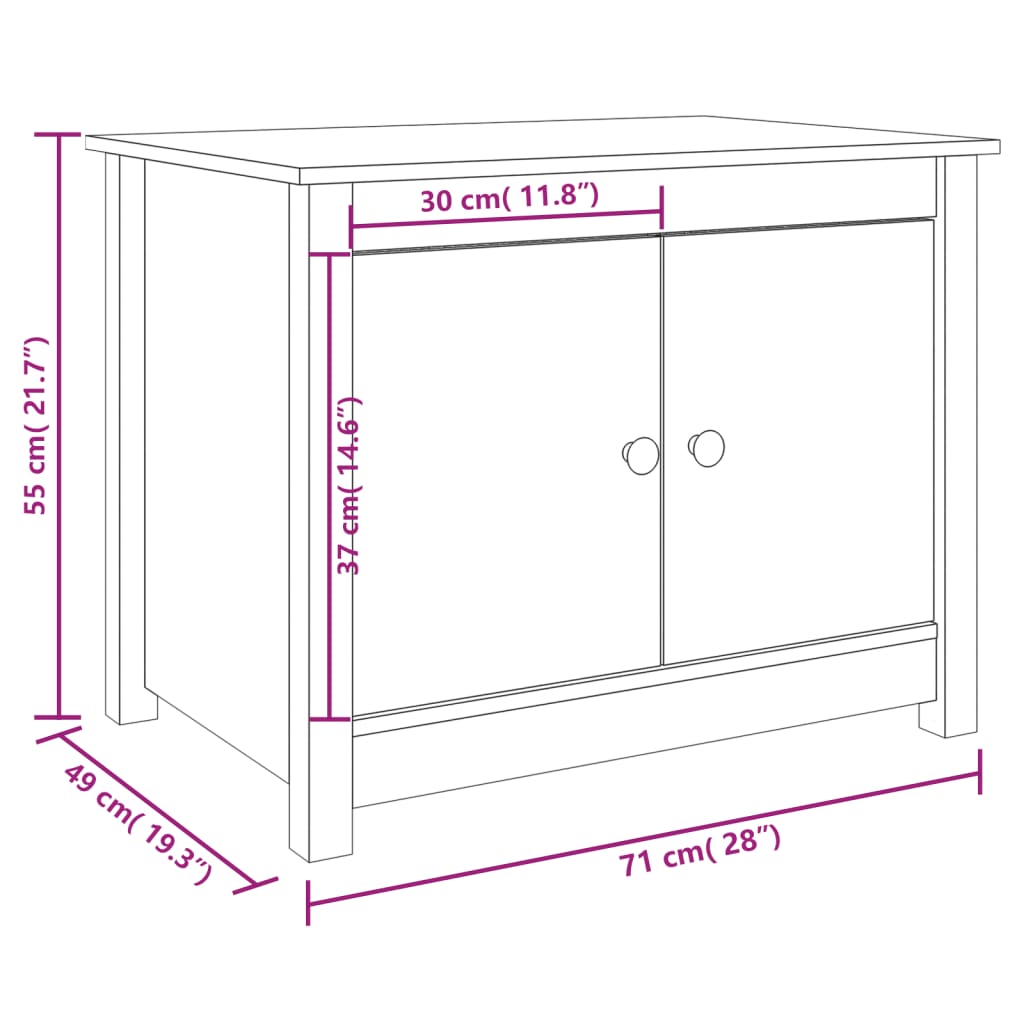 Couchtisch 71x49x55 cm Massivholz Kiefer