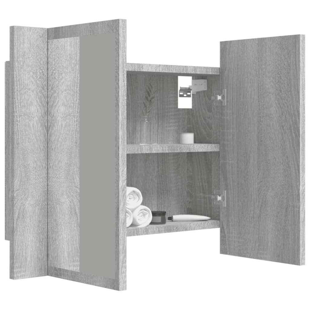 LED-Spiegelschrank Grau Sonoma 60x12x45 cm Holzwerkstoff