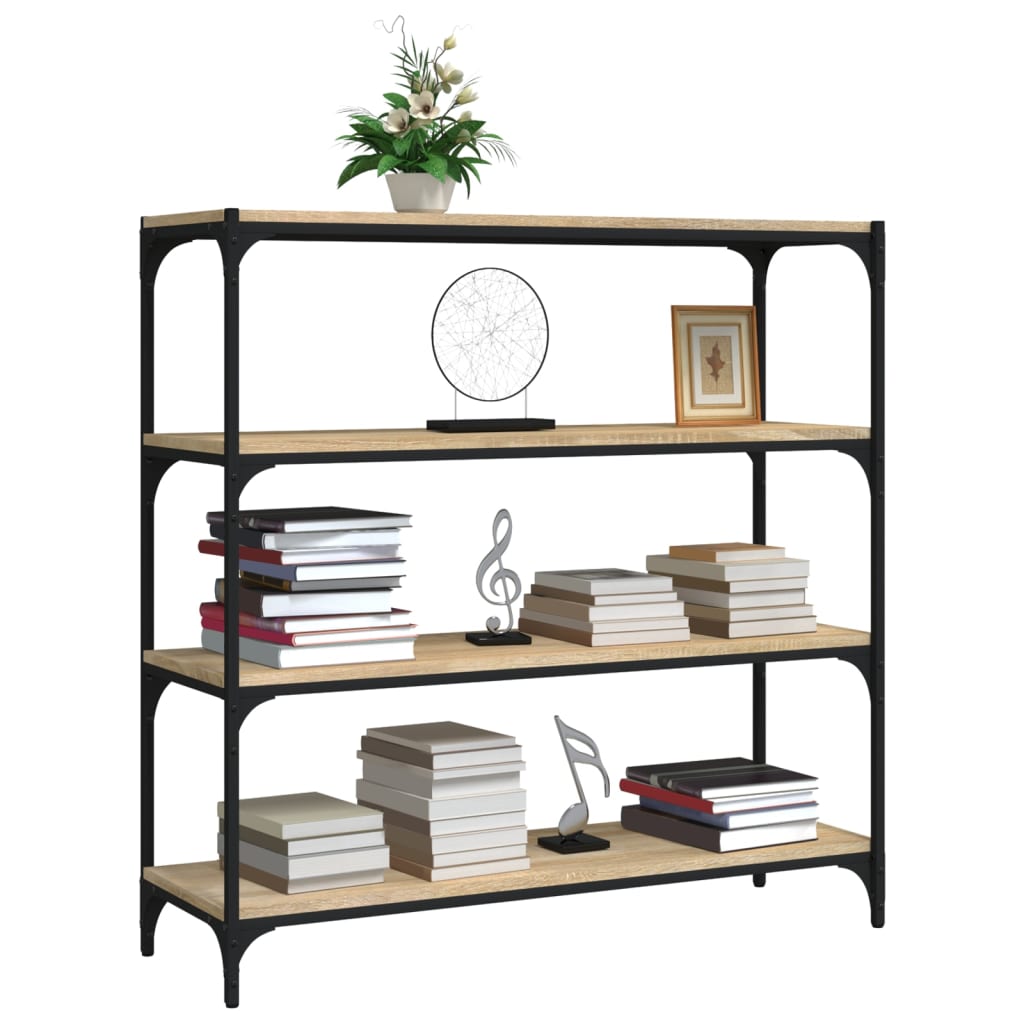 Bücherregal Sonoma-Eiche 100x33x100 cm Holzwerkstoff und Stahl