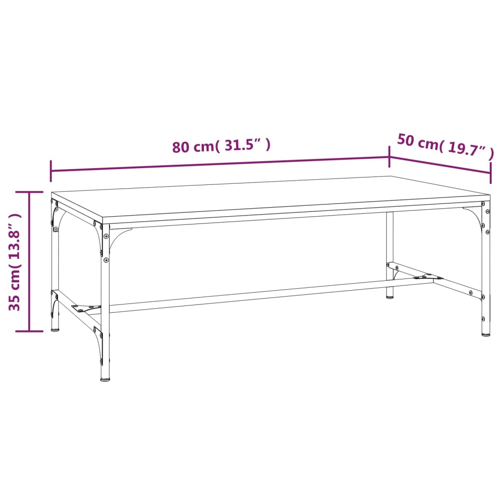 Couchtisch Grau Sonoma 80x50x35 cm Holzwerkstoff