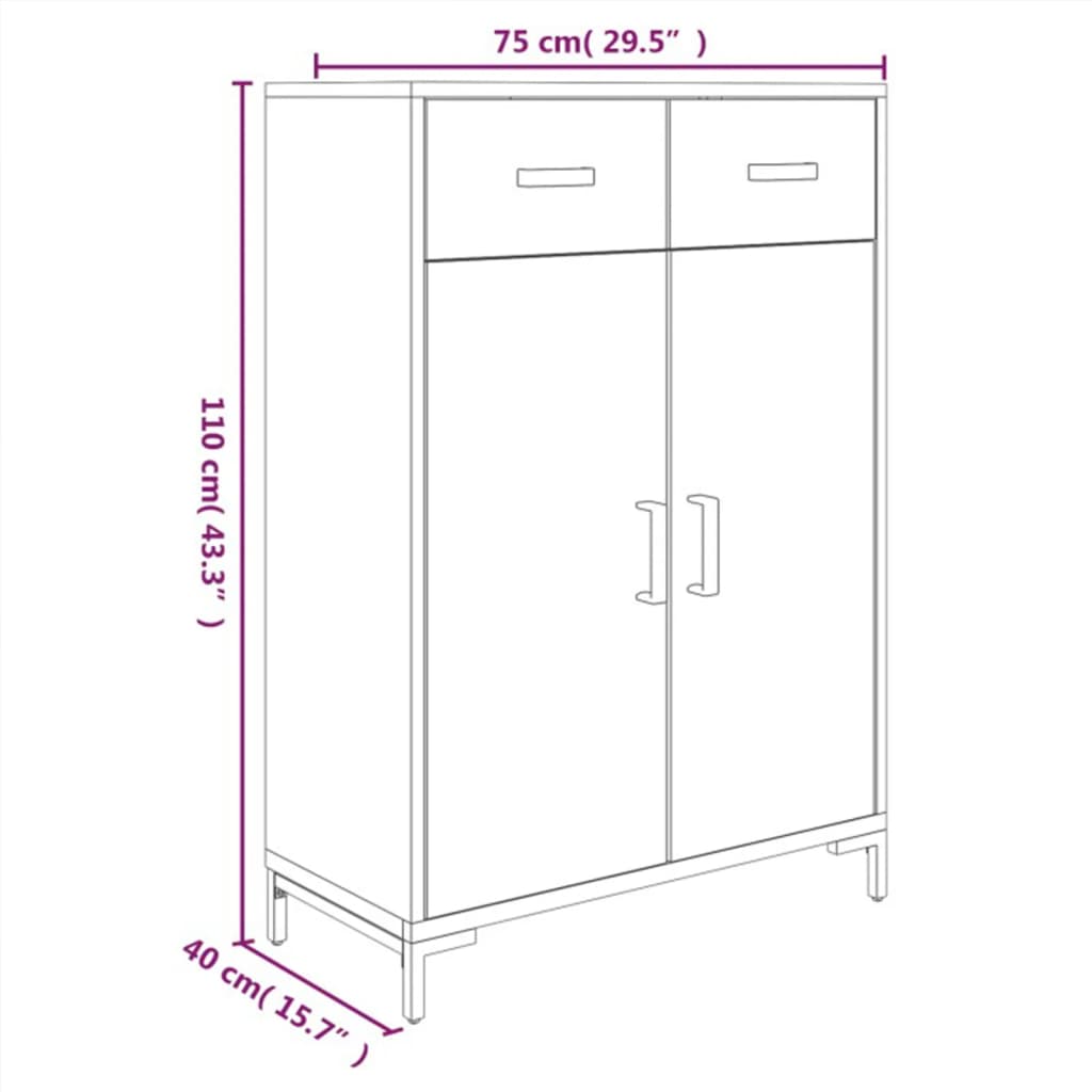 Schuhschrank Schwarz 75x40x110 cm Massivholz Kiefer