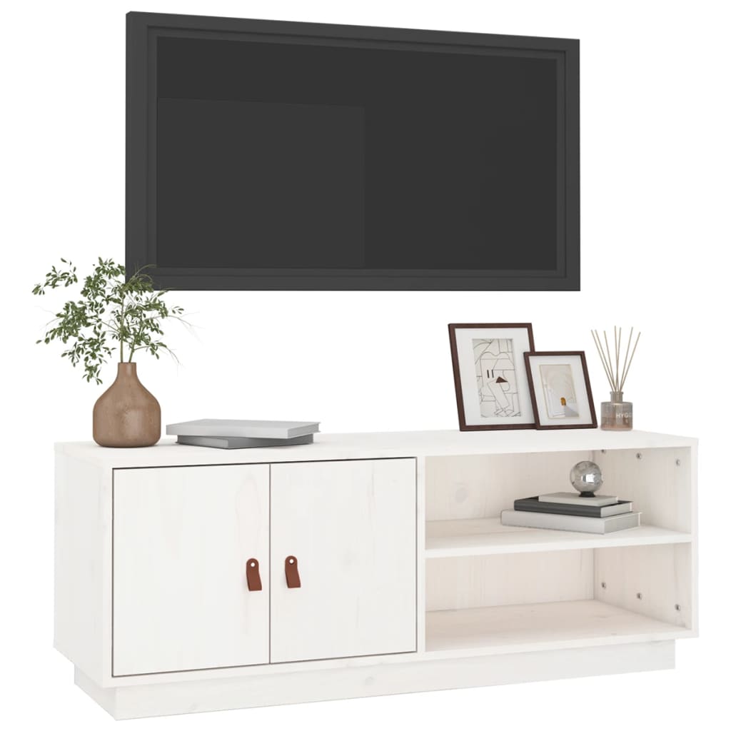 TV-Schrank Weiß 105x34x40 cm Massivholz Kiefer