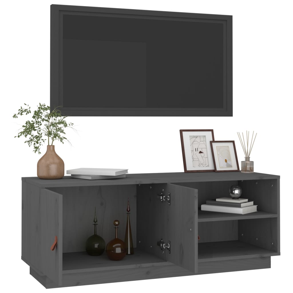 TV-Schrank Grau 105x34x40 cm Massivholz Kiefer