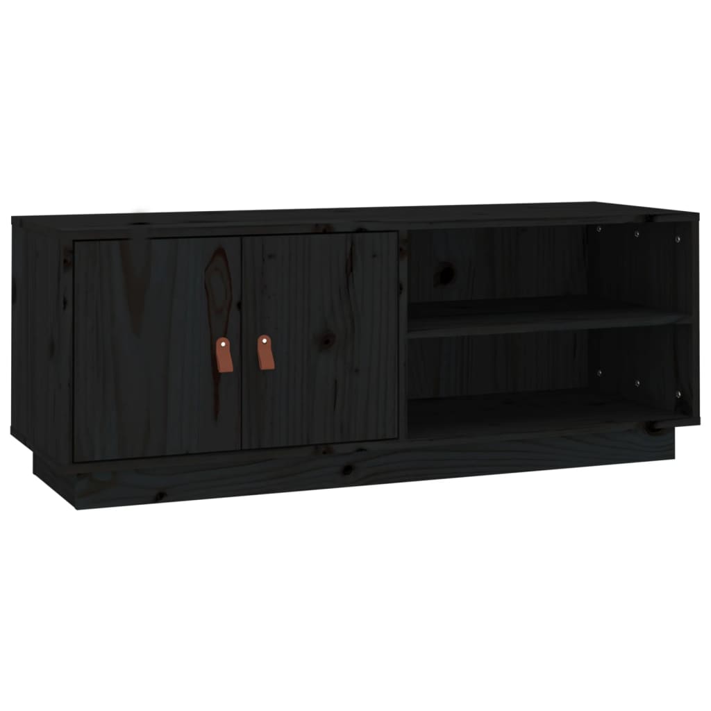 TV-Schrank Schwarz 105x34x40 cm Massivholz Kiefer