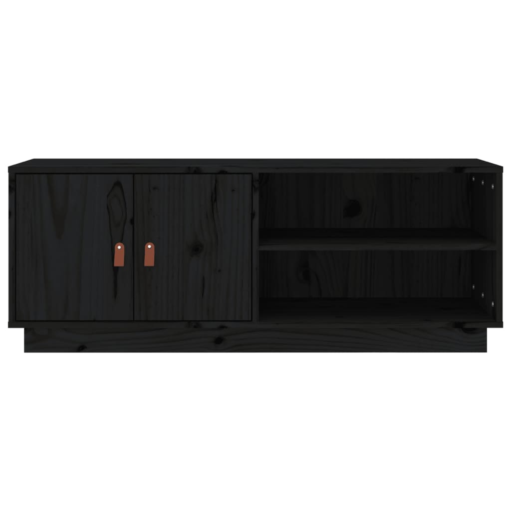 TV-Schrank Schwarz 105x34x40 cm Massivholz Kiefer